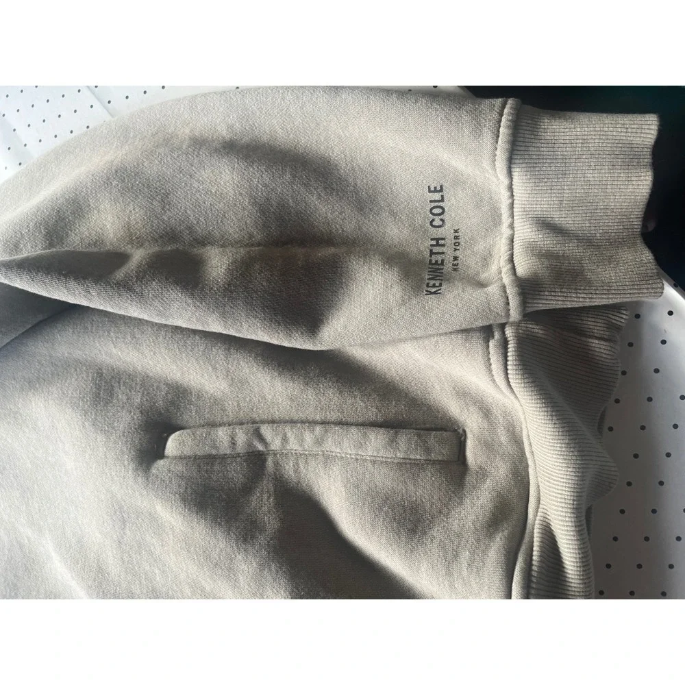 Kenneth Cole New York Mens XL Quarter Zip Sweatshirt Taupe Pullover Cotton Blend